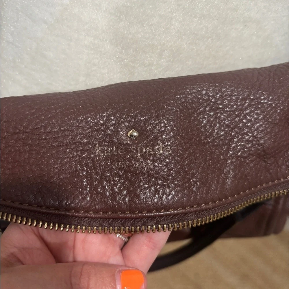Kate Spade Chocolate Brown Satchel with Black Handles